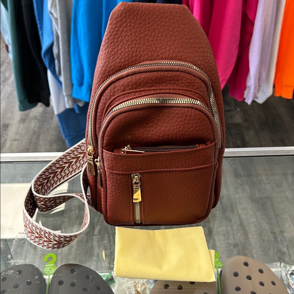 Vegan 🌱 Leather Textured Backpack with Gold Accents